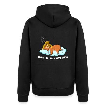 Faultier mit Krone Design für Faulenzer - Unisex Premium Bio Zip Hoodie - Schwarz - Hinten - Nico (187cm)