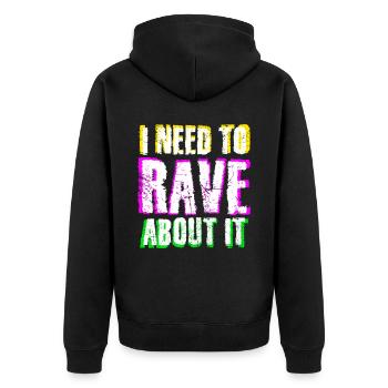 Raver Festival Techno Rave - Unisex Premium Bio Zip Hoodie - Schwarz - Hinten - Nico (187cm)
