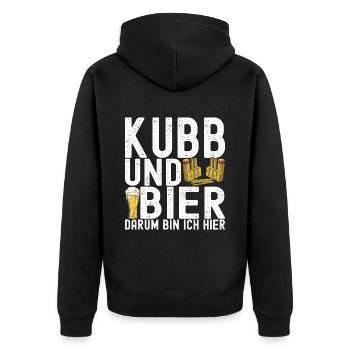 Kubb Wikinger Schach - Unisex Premium Bio Zip Hoodie - Schwarz - Hinten - Nico (187cm)