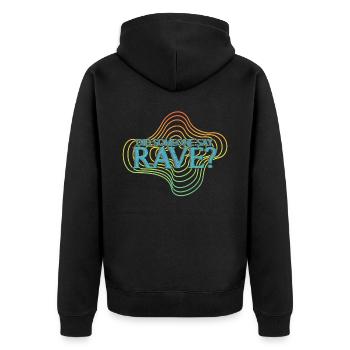 Raver Techno Rave Trance Hardtekk - Unisex Premium Bio Zip Hoodie - Schwarz - Hinten - Nico (187cm)