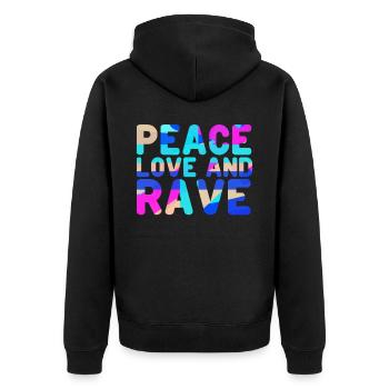 Raver Festival Hardtekk Techno Rave - Unisex Premium Bio Zip Hoodie - Schwarz - Hinten - Nico (187cm)