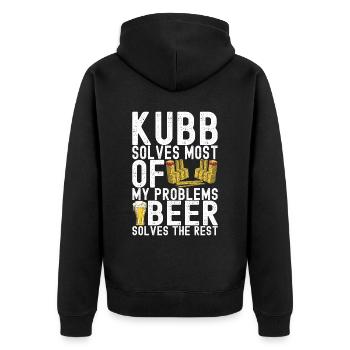 Kubb Wikinger Schach - Unisex Premium Bio Zip Hoodie - Schwarz - Hinten - Nico (187cm)