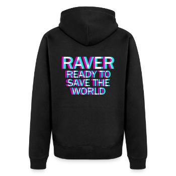 Raver Techno Rave Hardtekk - Veste à capuche bio Premium Unisexe - noir - Dos - Nico (187cm)