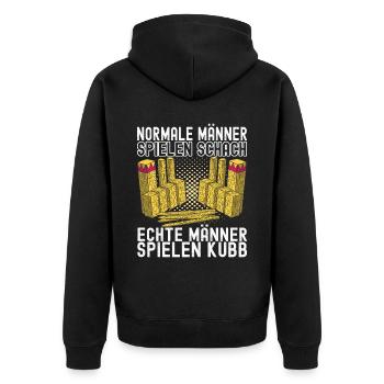 Kubb Wikinger Schach - Unisex Premium Bio Zip Hoodie - Schwarz - Hinten - Nico (187cm)