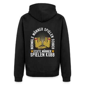 Kubb Wikinger Schach - Unisex Premium Bio Zip Hoodie - Schwarz - Hinten - Nico (187cm)