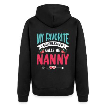 Ma pom-pom girl préférée m’appelle nounou pour - Veste à capuche bio Premium Unisexe - noir - Dos - Nico (187cm)