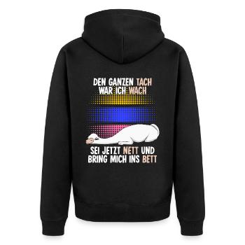 Alpakas Schlafshirt Schlafen Alpaka - Unisex Premium Bio Zip Hoodie - Schwarz - Hinten - Nico (187cm)