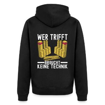 Kubb Wikinger Schach - Unisex Premium Bio Zip Hoodie - Schwarz - Hinten - Nico (187cm)