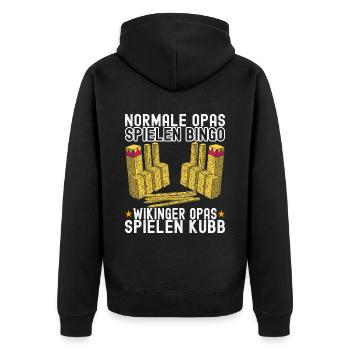 Kubb Wikinger Schach - Unisex Premium Bio Zip Hoodie - Schwarz - Hinten - Nico (187cm)