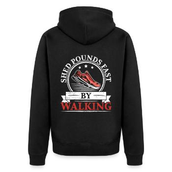 Verlieren Sie schnell Pfunde durch Walking Walker Cardio-Übung - Unisex Premium Bio Zip Hoodie - Schwarz - Hinten - Nico (187cm)