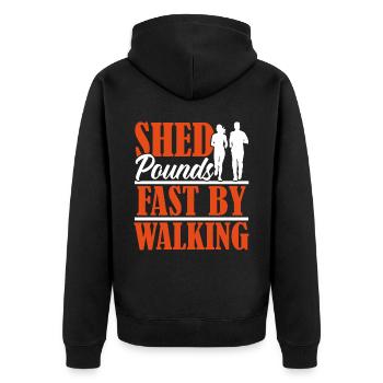 Verlieren Sie schnell Pfunde durch Walking Walker Cardio-Übung - Unisex Premium Bio Zip Hoodie - Schwarz - Hinten - Nico (187cm)