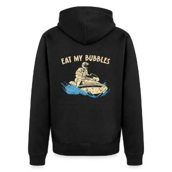 Eat My Bubbles Jet Skiing Wasserscooter Wasserfahrzeug - Unisex Premium Bio Zip Hoodie - Schwarz - Hinten - Nico (187cm)