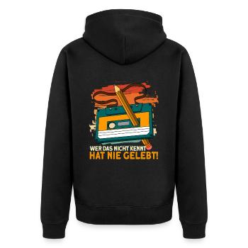 Retro Kassette 80er 90er Vintage - Unisex Premium Bio Zip Hoodie - Schwarz - Hinten - Nico (187cm)