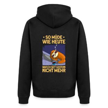 Faultier Geschenk Faultier Sprüche - Unisex Premium Bio Zip Hoodie - Schwarz - Hinten - Nico (187cm)