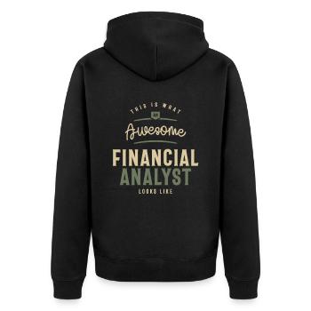 Funny Awesome Financial Analyst Job Beruf - Unisex Premium Bio Zip Hoodie - Schwarz - Hinten - Nico (187cm)