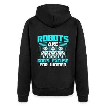 Roboter Robotik Ingenieur Kostüm Roboter - Unisex Premium Bio Zip Hoodie - Schwarz - Hinten - Nico (187cm)