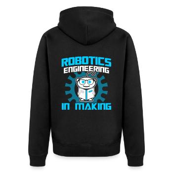 Roboter Robotik Ingenieur Kostüm Roboter - Unisex Premium Bio Zip Hoodie - Schwarz - Hinten - Nico (187cm)
