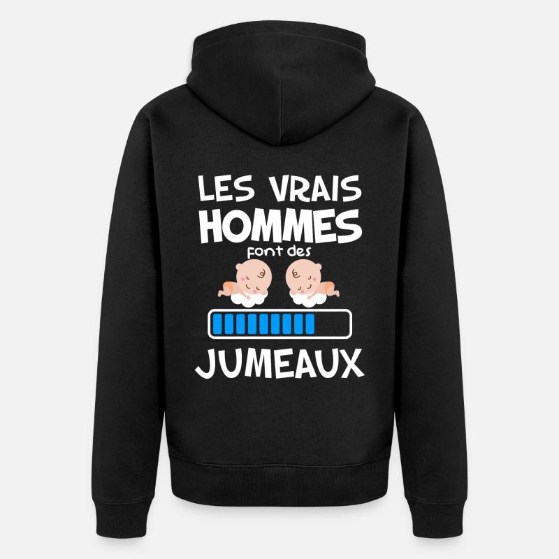 Annonce Naissance Jumeaux - Veste à capuche bio Premium Unisexe - noir