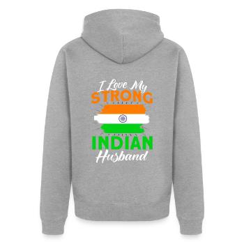Inde Indian Roots Cadeau - Veste à capuche bio Premium Unisexe - gris chiné - Dos - Nico (187cm)