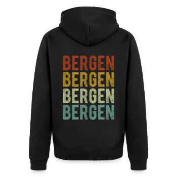 Bergen City Retro Vintage - Unisex Premium Organic Zip Hoodie - black - Back - Nico (187cm)