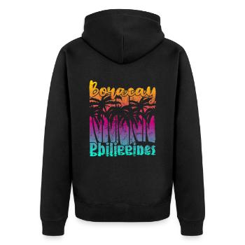 Vintage Boracay Philippines - Unisex Premium Bio Zip Hoodie - Schwarz - Hinten - Nico (187cm)