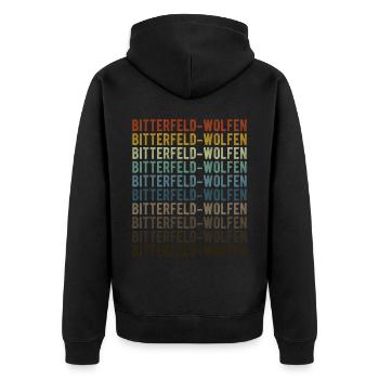 Bitterfeld-Wolfen City Retro Vintage - Unisex Premium Organic Zip Hoodie - black - Back - Nico (187cm)