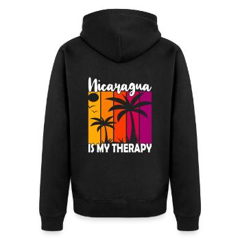 Nicaragua Is My Therapy - Unisex Premium Organic Zip Hoodie - black - Back - Nico (187cm)