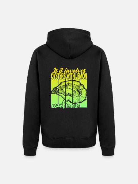 Austern mit Zitrone - Unisex Premium Bio Zip Hoodie - Schwarz