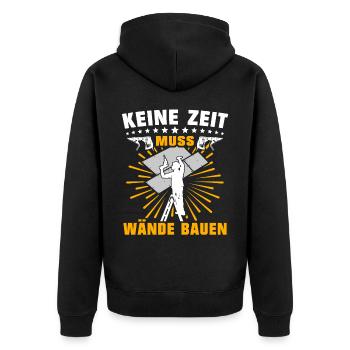 Trockenbauer Trockenbau Trockenbaumonteur - Unisex Premium Bio Zip Hoodie - Schwarz - Hinten - Nico (187cm)