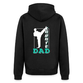 Karate Vater Kampfkunst Kämpfer Kampfsport - Unisex Premium Bio Zip Hoodie - Schwarz - Hinten - Nico (187cm)