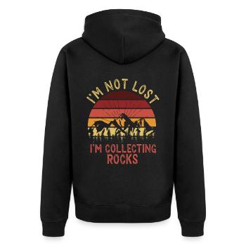 Habe Mich Nicht Verlaufen Ich Sammle Steine Beruf - Unisex Premium Bio Zip Hoodie - Schwarz - Hinten - Nico (187cm)