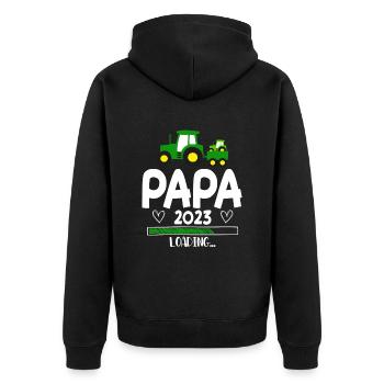 Papa 2023 Loading - Unisex Premium Organic Zip Hoodie - black - Back - Nico (187cm)