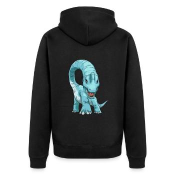 Brachiosaurus Dinosaurier Face to Face - Unisex Premium Bio Zip Hoodie - Schwarz - Hinten - Nico (187cm)