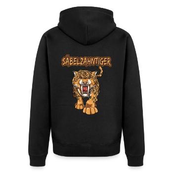 Säbelzahntiger Geschenke Raubkatze Steinzeit für - Unisex Premium Bio Zip Hoodie - Schwarz - Hinten - Nico (187cm)