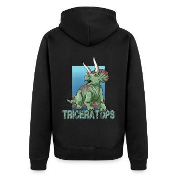 Velociraptor für einen Dino Fan und Dinosaurier - Unisex Premium Bio Zip Hoodie - Schwarz - Hinten - Nico (187cm)
