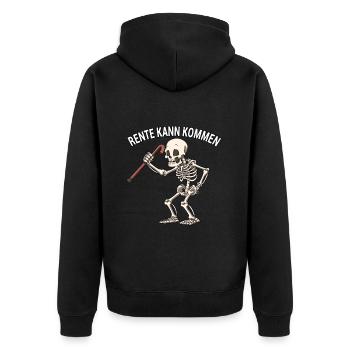Rente kann kommen - Unisex Premium Bio Zip Hoodie - Schwarz - Hinten - Nico (187cm)