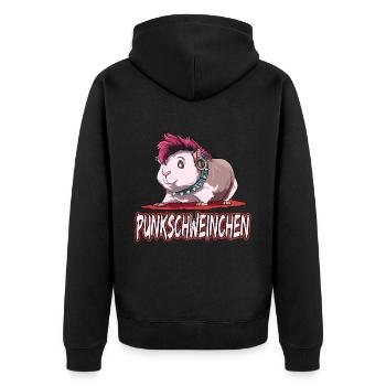 Punkschweinchen Meerschweinchen Punk - Unisex Premium Bio Zip Hoodie - Schwarz - Hinten - Nico (187cm)