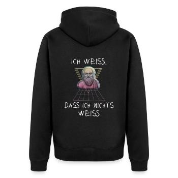 Sokrates Griechischer Philosoph - Unisex Premium Bio Zip Hoodie - Schwarz - Hinten - Nico (187cm)