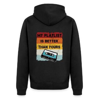 Retro Cassette Cool Musician - Unisex Premium Organic Zip Hoodie - black - Back - Nico (187cm)