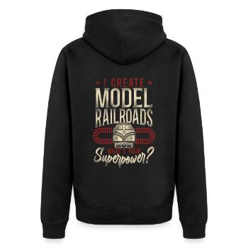 Freight Diesel Train Driver - Unisex Premium Organic Zip Hoodie - black - Back - Nico (187cm)