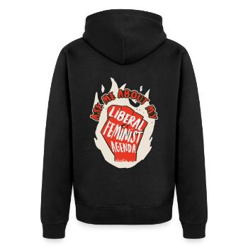 Liberal Feminist Agenda Feminismus Geschenk - Unisex Premium Bio Zip Hoodie - Schwarz - Hinten - Nico (187cm)