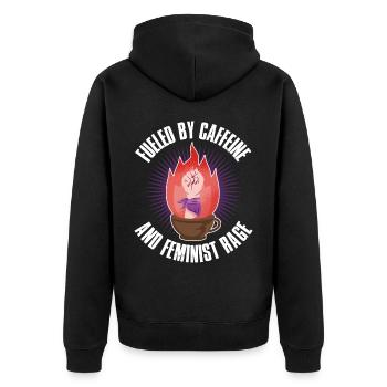 Caffeine And Feminist Rage Feminismus Geschenk - Unisex Premium Bio Zip Hoodie - Schwarz - Hinten - Nico (187cm)