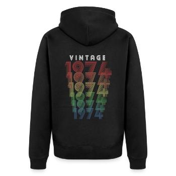 Vintage 1974 Year of birth 1974 Vintage Birthday - Unisex Premium Organic Zip Hoodie - black - Back - Nico (187cm)