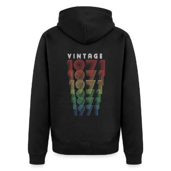 Vintage 1971 Geburtsjahr 1971 Jahrgang Geburtstag - Unisex Premium Bio Zip Hoodie - Schwarz - Hinten - Nico (187cm)