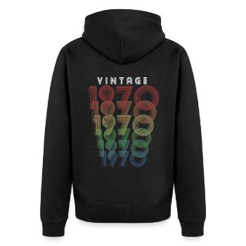 Vintage 1970 Geburtsjahr 1970 Jahrgang Geburtstag - Unisex Premium Bio Zip Hoodie - Schwarz - Hinten - Nico (187cm)