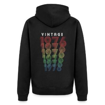 Vintage 1976 Year of birth 1976 Vintage Birthday - Unisex Premium Organic Zip Hoodie - black - Back - Nico (187cm)