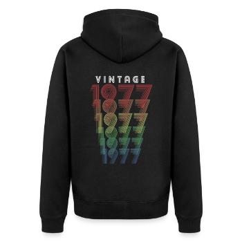 Vintage 1977 Year of birth 1977 Vintage Birthday - Unisex Premium Organic Zip Hoodie - black - Back - Nico (187cm)