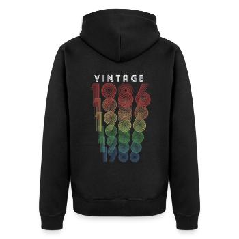 Vintage 1986 Year of birth 1986 Vintage Birthday - Unisex Premium Organic Zip Hoodie - black - Back - Nico (187cm)