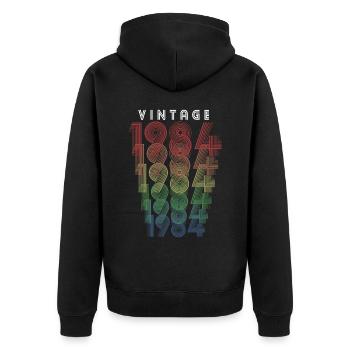 Vintage 1984 Year of birth 1984 Vintage Birthday - Unisex Premium Organic Zip Hoodie - black - Back - Nico (187cm)