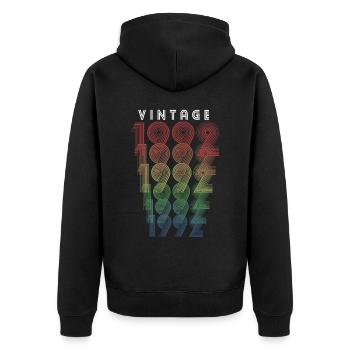 Vintage 1992 Year of birth 1992 Vintage Birthday - Unisex Premium Organic Zip Hoodie - black - Back - Nico (187cm)